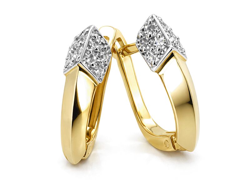 Złote kolczyki z brylantami żółte złoto - 8936kbr_Si_H - 1