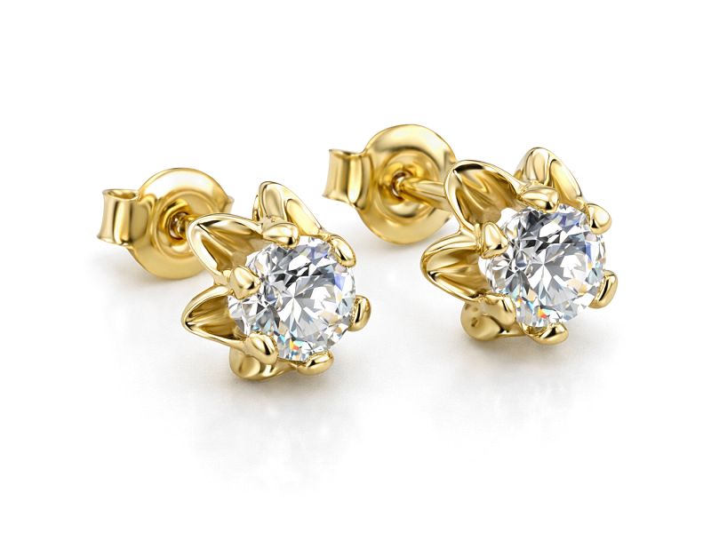 Złote kolczyki z brylantami żółte złoto - 8986br_VS_H - 1