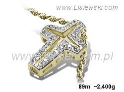 Złoty krzyżyk z brylantami Złota zawieszka - 89m_br