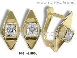 Złote Kolczyki z cyrkoniami żółte złoto proba 585 - 946