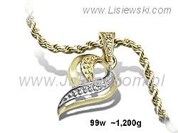 Zawieszka splot serca ze złota 585 i cyrkonii - 99w