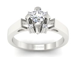 Złoty pierścionek z brylantami białe złoto - b1087br_Si_H