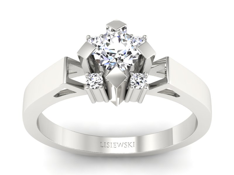 Złoty pierścionek z brylantami białe złoto - b1087br_VS_H - 1