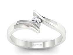 Złoty pierścionek z brylantem białe złoto - b1171br_Si_H_16