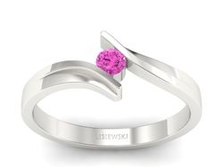 Złoty Pierścionek z brylantem białe złoto 585 - b1171pink