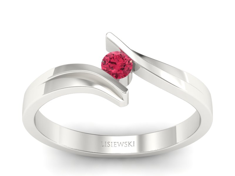 Pierścionek z brylantem białe złoto - b1171rasppink - 1