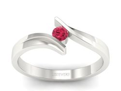 Pierścionek z brylantem białe złoto - b1171rasppink