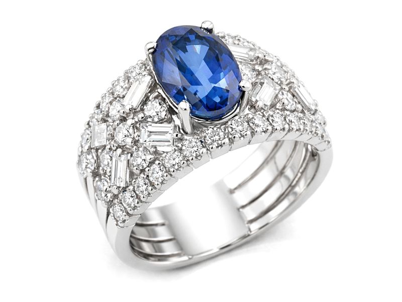 Złoty pierścionek z szafirem i diamentami - b1184_10_2_p - 1