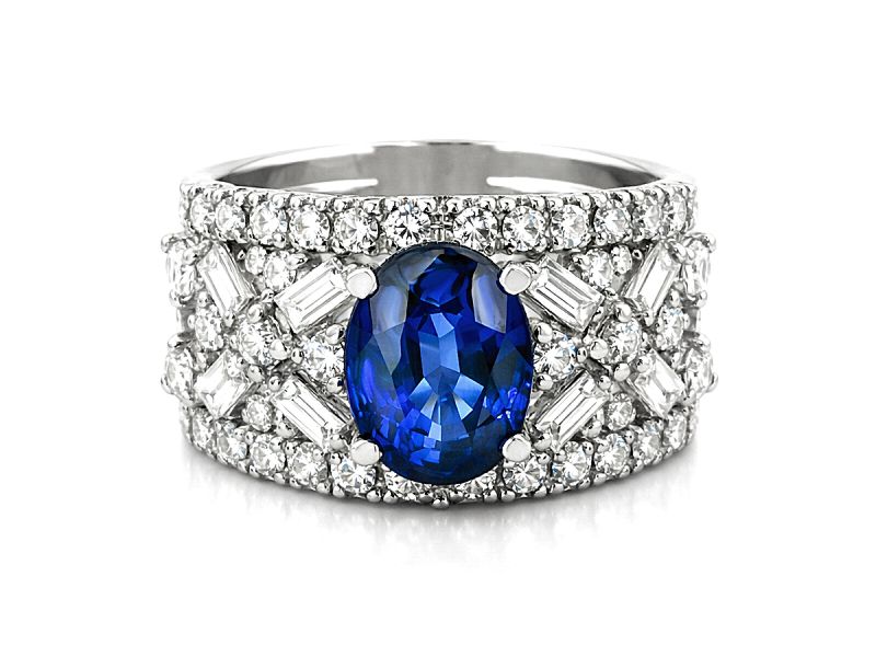 Złoty pierścionek z szafirem i diamentami - b1184_10_2_p - 2