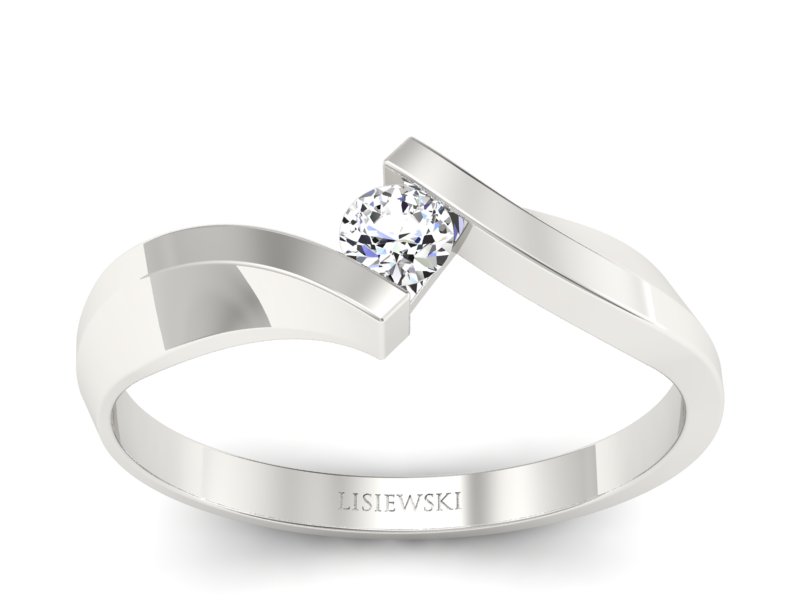 Złoty pierścionek z brylantem białe złoto - b1346br_Si_G - 1