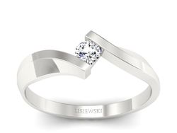 Złoty pierścionek z brylantem białe złoto - b1346br_Si_G