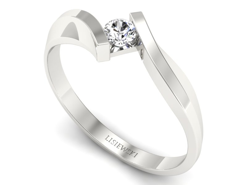 Złoty pierścionek z brylantem białe złoto - b1346br_Si_G - 3