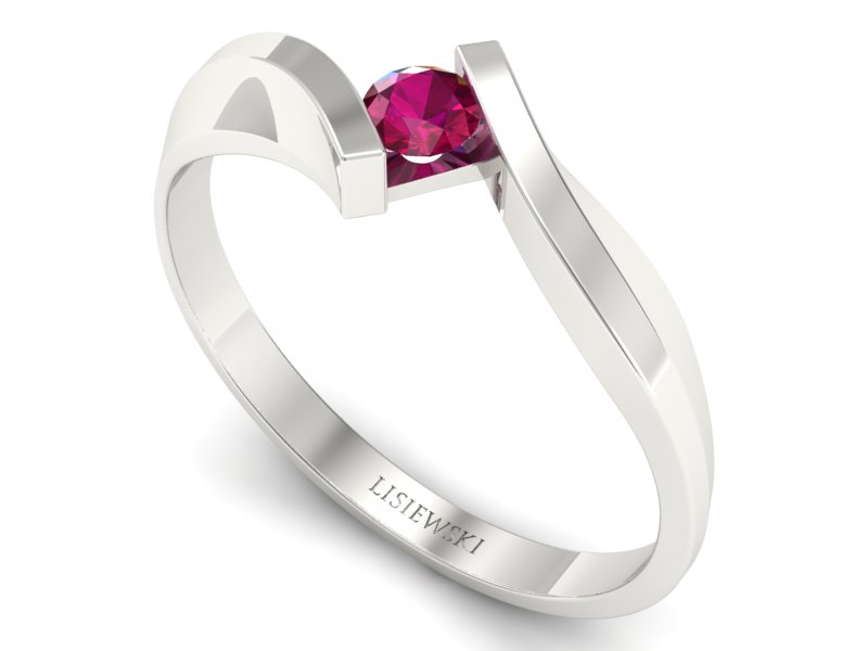 Złoty pierścionek z rubinem białe złoto - b1346r - 3