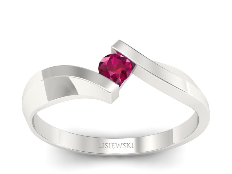 Złoty pierścionek z rubinem białe złoto - b1346r - 1