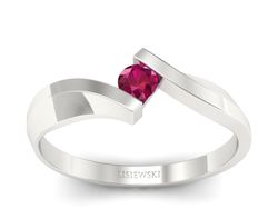 Złoty pierścionek z rubinem białe złoto - b1346r