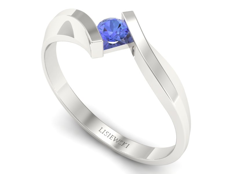 Złoty pierścionek z tanzanitem białe złoto - b1346t - 3