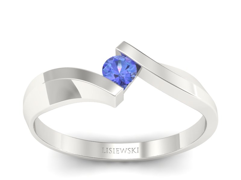 Złoty pierścionek z tanzanitem białe złoto - b1346t - 1