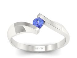 Złoty pierścionek z tanzanitem białe złoto - b1346t