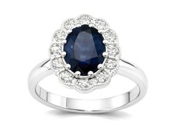 Pierścionek z szafirem i brylantami białe złoto - b20017