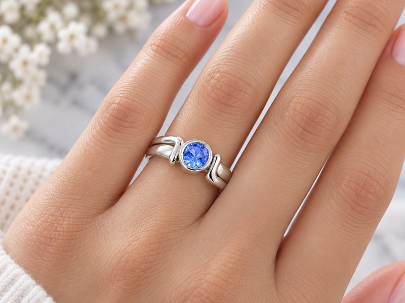Złoty pierścionek ze spinelem białe złoto - b235b_spinel - 3