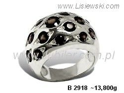 Złoty Pierścionek białe złoto z czarnymi cyrkoniami - b2918