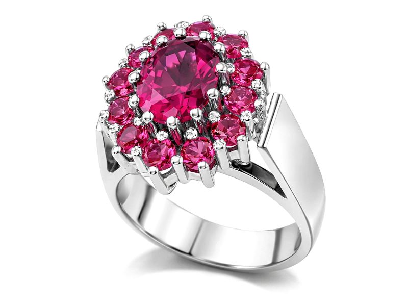 Pierścionek z cyrkoniami z białego złota - b29b_cz - 1