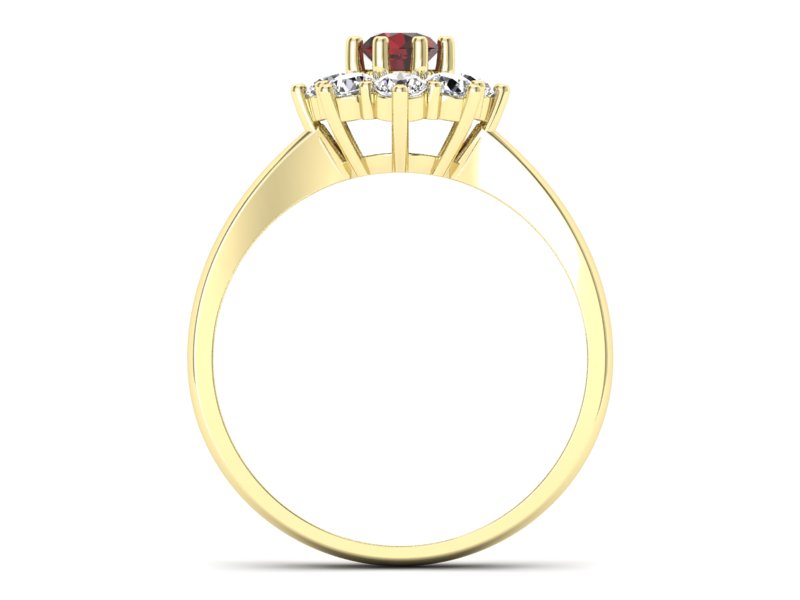 Złoty pierścionek z granatem i brylantami - b34zgr - 2