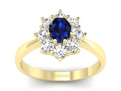 Złoty pierścionek z szafirem i brylantami złoto - b34zsz