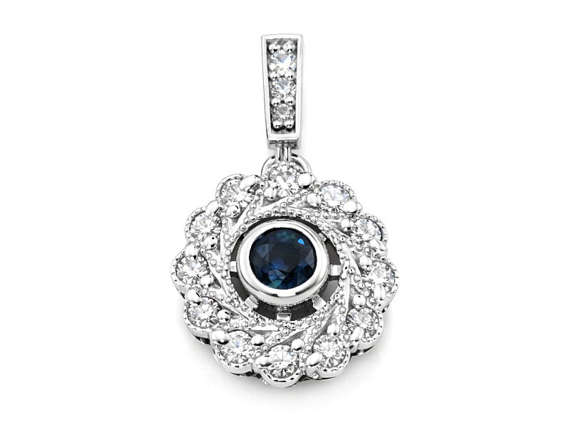 Złota zawieszka z szafirem i brylantami - b40005w_br_SI_H - 1