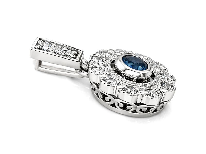Złota zawieszka z szafirem i brylantami - b40005w_br_SI_H - 2
