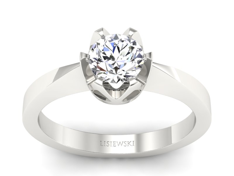 Złoty pierścionek z brylantem białe złoto - b540bbr_SI_E - 1