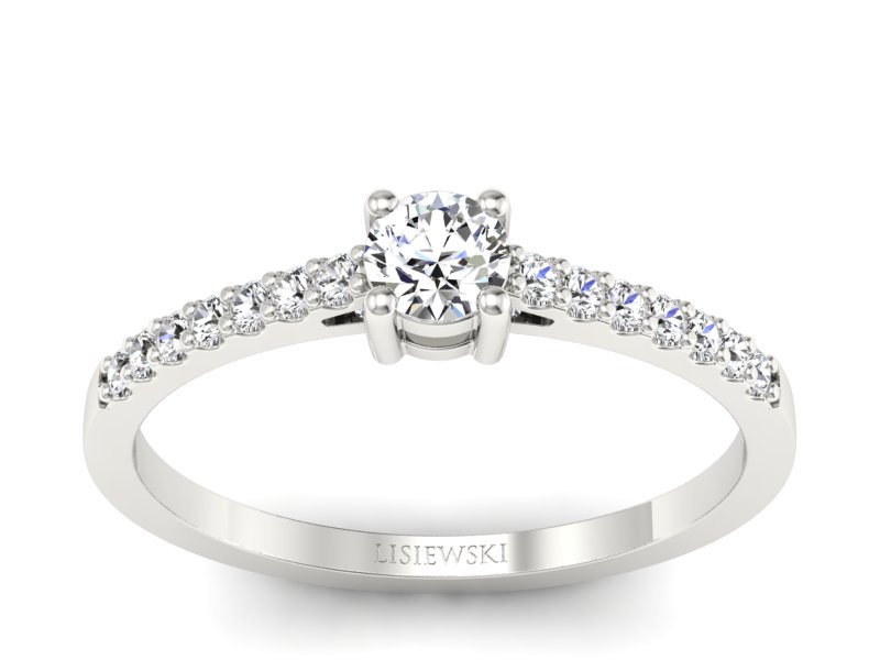 Złoty pierścionek z brylantem białe złoto - b679b - 1