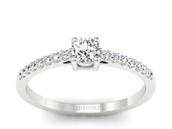 Złoty pierścionek z brylantem białe złoto - b679b