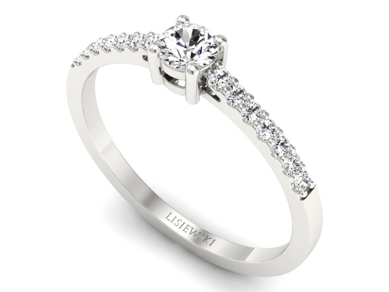 Złoty pierścionek z brylantem białe złoto - b679b - 3