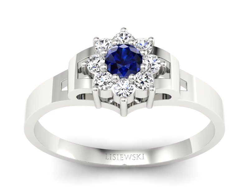 Pierścionek z szafirem i brylantem - b70br_sz_Si_H - 1