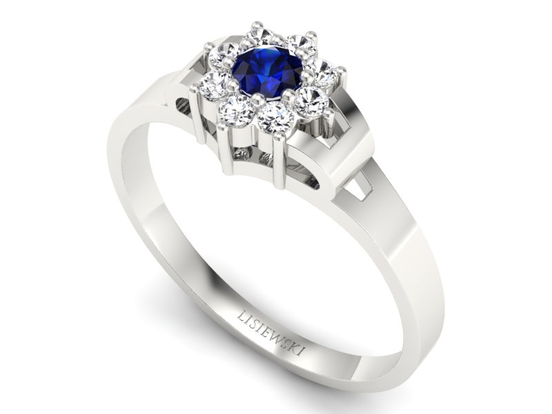 Pierścionek z szafirem i brylantem - b70br_sz_VS_H - 3