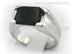 Sygnet męski złoty białe złoto z onyxem - b_2572