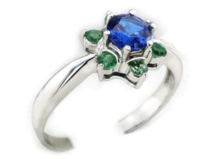 Złoty pierścionek ze spinelem i cyrkoniami
