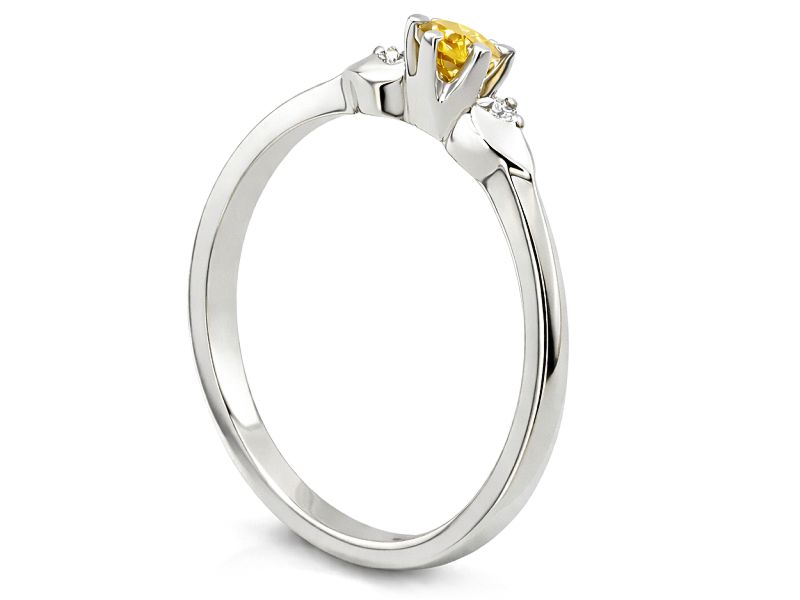 Pierścionek z brylantem i brylantami - bjg1043gold_3_3_p - 2