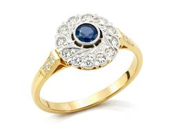 Złoty pierścionek z szafirem i brylantami - g1156szbr_Si