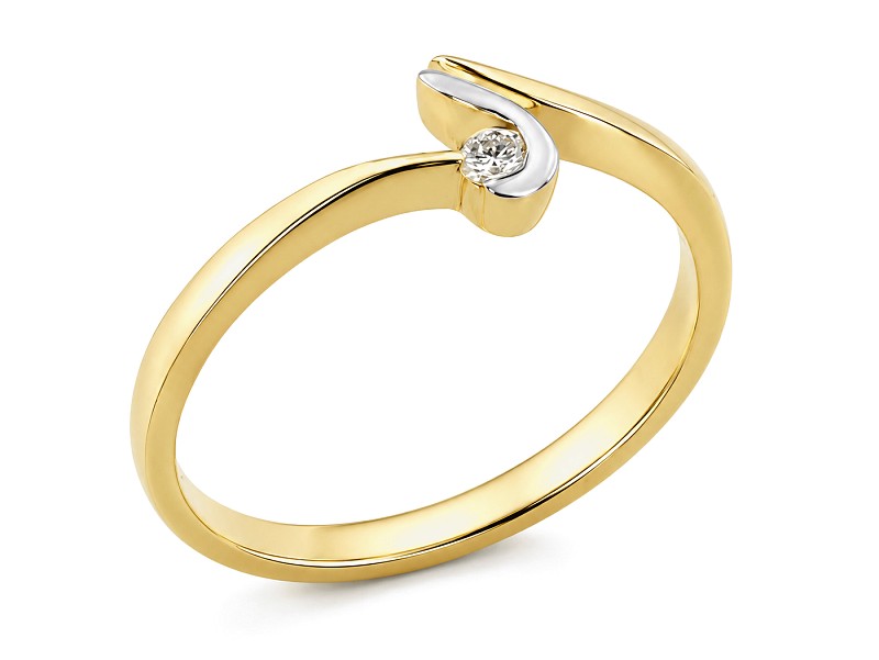 Złoty pierścionek z brylantem żółte złoto - j104br_s2_i - 1