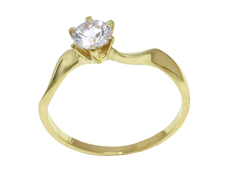 Złoty pierścionek z cyrkonią żółte złoto - j113 - 1