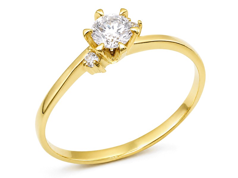 Złoty pierścionek z cyrkoniami żółte złoto - j132 - 1