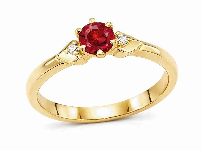 Pierścionek zaręczynowy z rubinem i brylantami - jg1043rub - 1