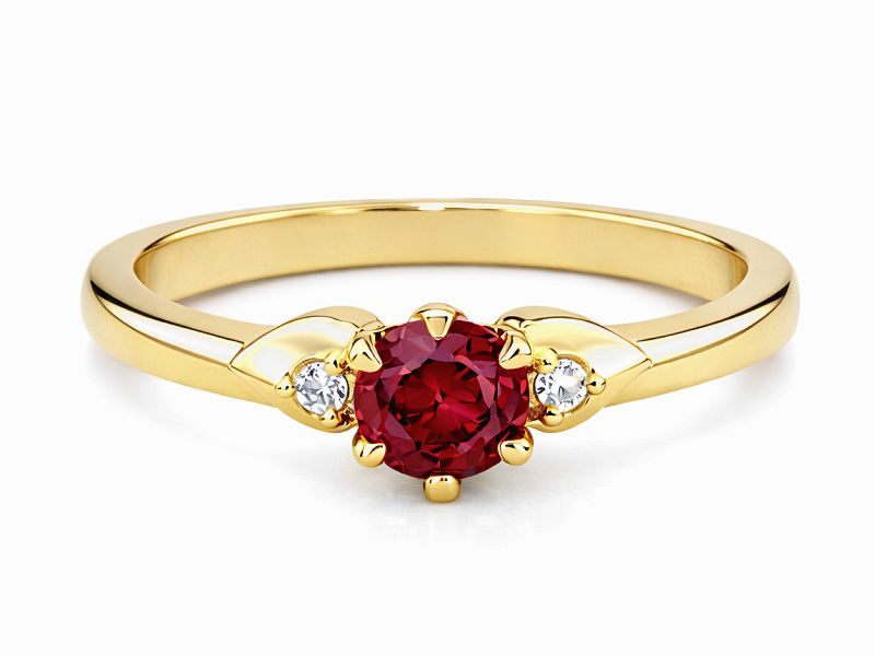 Pierścionek zaręczynowy z rubinem i brylantami - jg1043rub - 2
