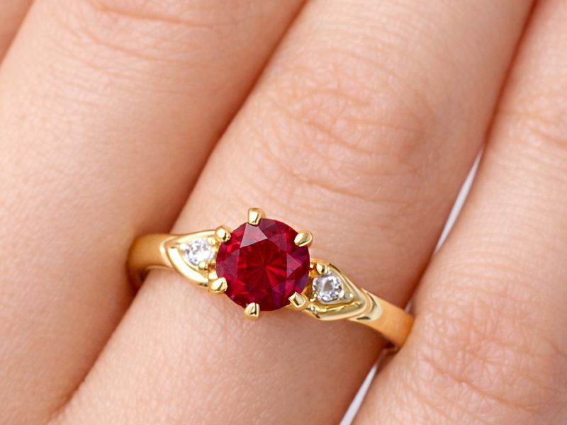 Pierścionek zaręczynowy z rubinem i brylantami - jg1043rub - 3