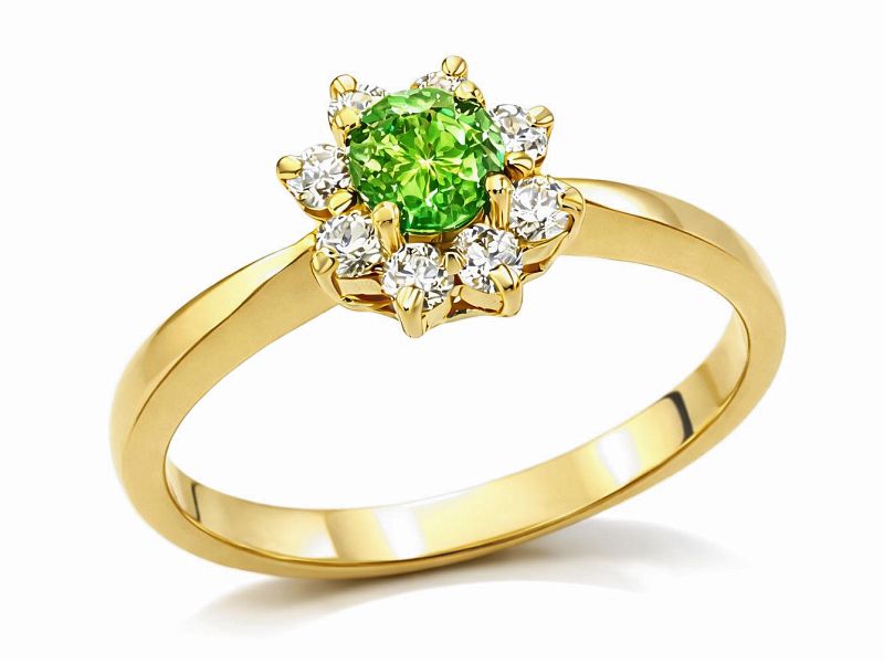 Pierścionek z brylantem żółte złoto - jg162br_green_Si - 1
