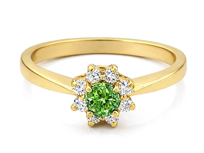 Pierścionek z brylantem żółte złoto - jg162br_green_Si - 2