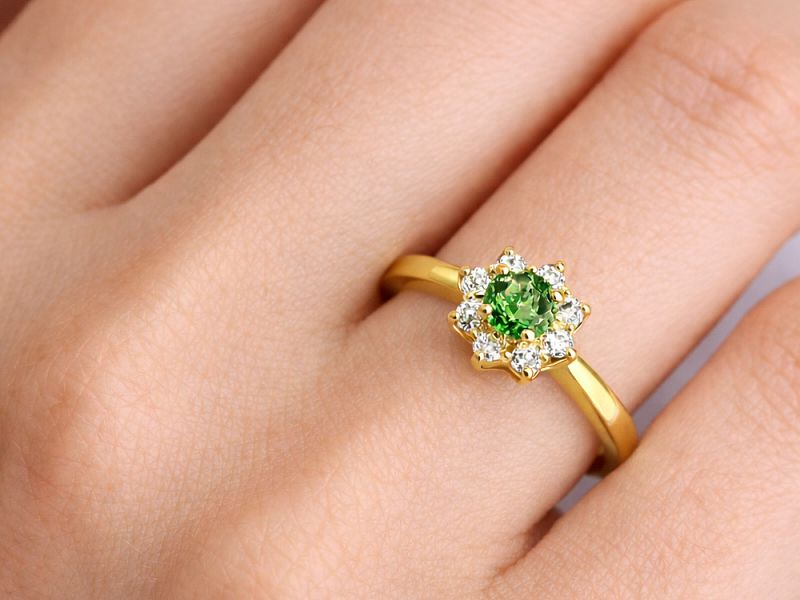 Pierścionek z brylantem żółte złoto - jg162br_green_Si - 3