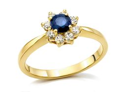 Pierścionek z szafirem i brylantami złoty - jg162szafir_vs_H